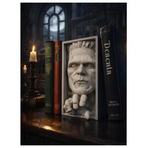 Frankenstein Book Nook Bookshelf Insert, 3D Printed Monster Horror Decor